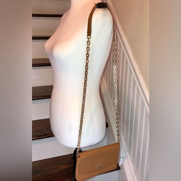 TORY BURCH Saddle Brown Tumbled Leather Crossbody Shoulder Bag - Picture 9 of 15